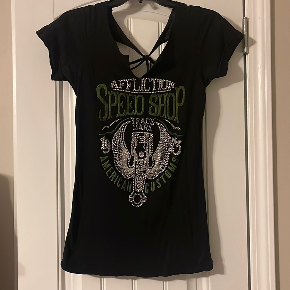 Black Affliction Speed Shop American Customs shirt.